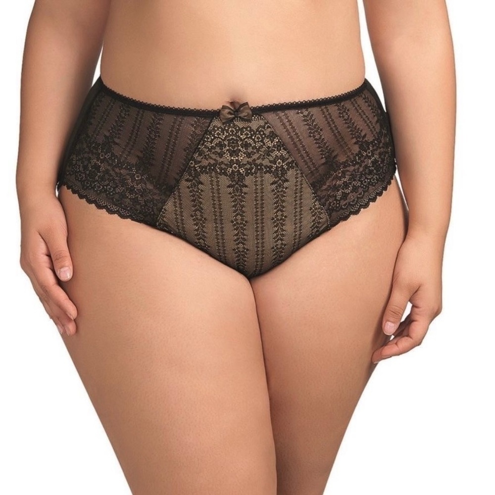 New ELOMI Bijou Soir EL8786BLK Black Full Coverage XL Lace Panties Underwea